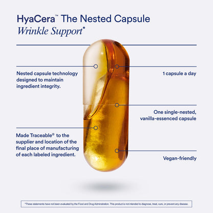 Ritual HyaCera Skin Supplement for Wrinkle Support, with Hyabest® and Ceratiq® for Skin Hydration Support, Hyaluronic Acid, Glycolipids, Ceramides, Gluten Free, Non GMO, Vanilla Essence, 30 Day Supply - Maple Wellness Supplements