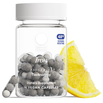 Ritual Iron Supplement to Support Low Iron Levels 60 mg | 48-hour Dosing Routine with BioSeries™ Technology plus Vitamin A and C. Designed for Optimal Absorption and Minimal GI Discomfort* 15 Servings - Maple Wellness Supplements