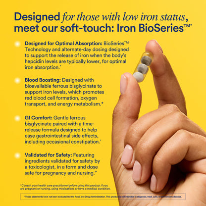 Ritual Iron Supplement to Support Low Iron Levels 60 mg | 48-hour Dosing Routine with BioSeries™ Technology plus Vitamin A and C. Designed for Optimal Absorption and Minimal GI Discomfort* 15 Servings - Maple Wellness Supplements