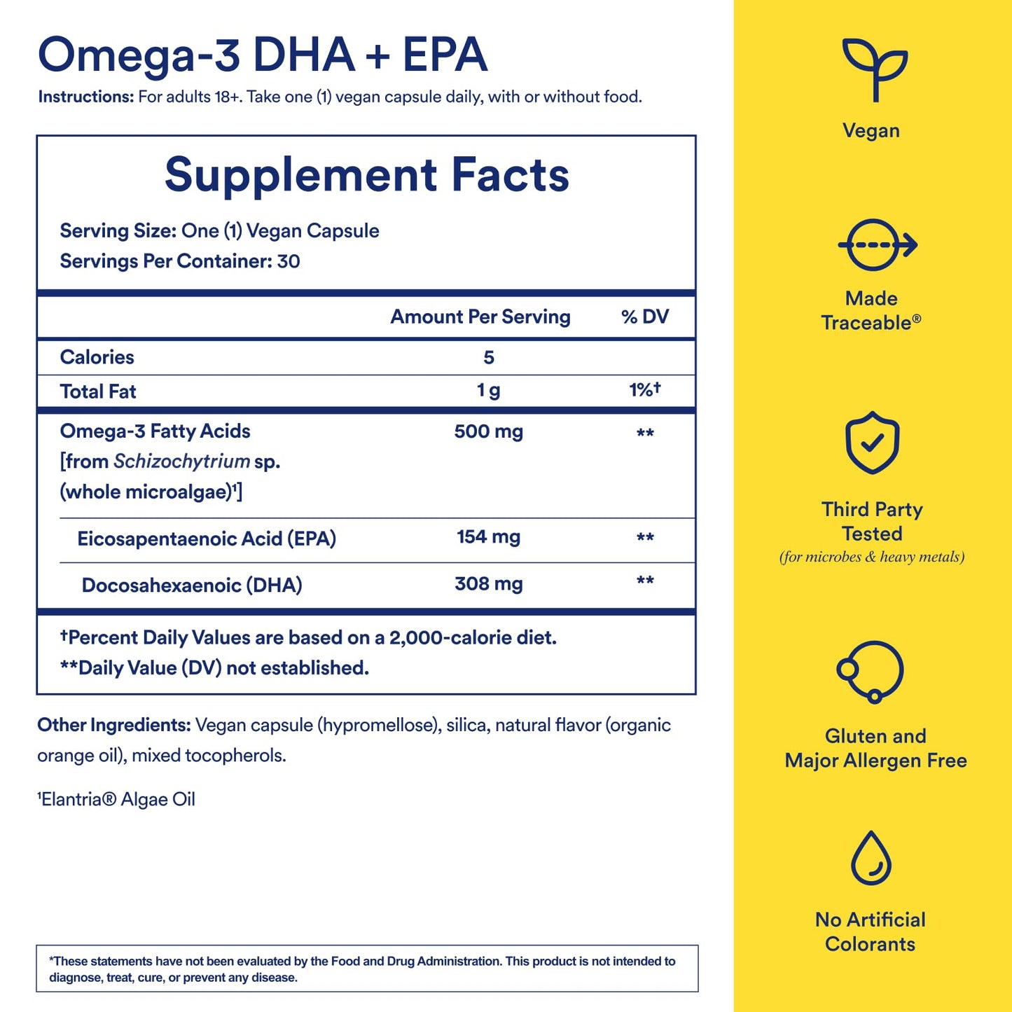 Ritual Omega 3 - Vegan - Science-Backed Dose of DHA & EPA Fatty Acids in 2:1 Ratio, Bioavailable, Brain and Heart Health Support, Minimal Burp-Back, Sustainably Sourced Microalgae, 30 Day Supply - Maple Wellness Supplements