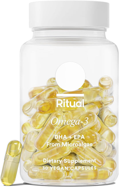 Ritual Omega 3 - Vegan - Science-Backed Dose of DHA & EPA Fatty Acids in 2:1 Ratio, Bioavailable, Brain and Heart Health Support, Minimal Burp-Back, Sustainably Sourced Microalgae, 30 Day Supply - Maple Wellness Supplements