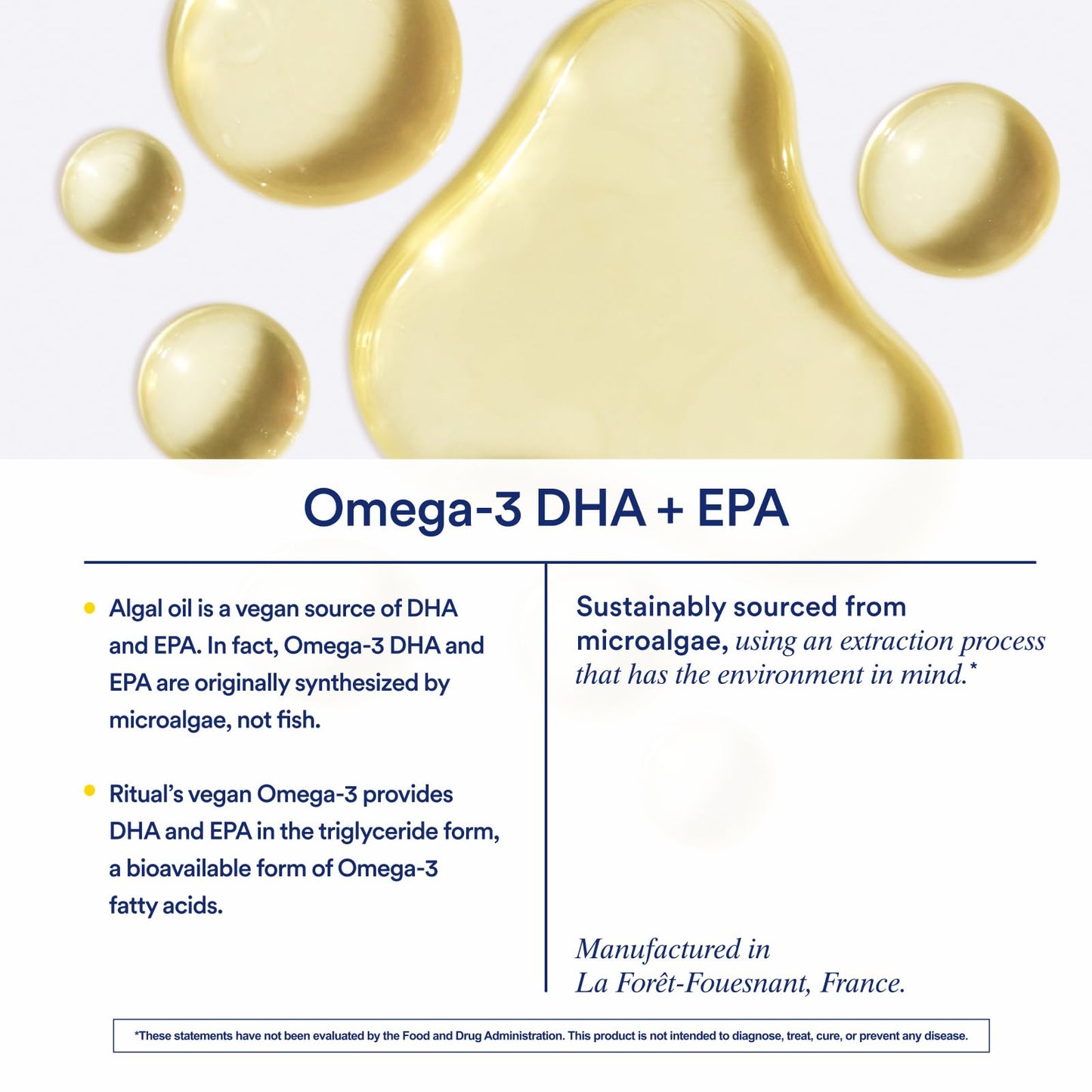 Ritual Omega 3 - Vegan - Science-Backed Dose of DHA & EPA Fatty Acids in 2:1 Ratio, Bioavailable, Brain and Heart Health Support, Minimal Burp-Back, Sustainably Sourced Microalgae, 30 Day Supply - Maple Wellness Supplements