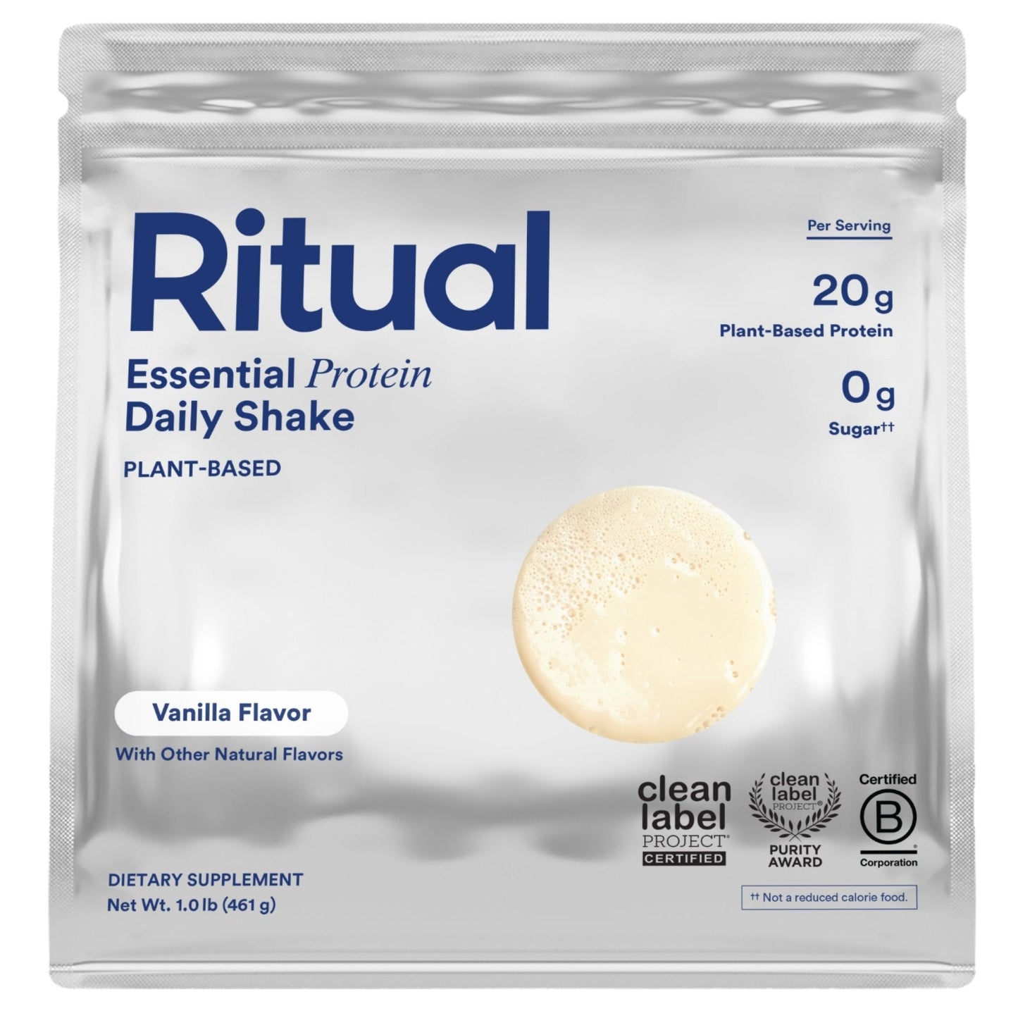Ritual Pea Protein Powder with BCAA: 20g Organic Vegan Plant-Based Protein from Regenerative Farms in North America, Complete Amino Acid Profile, Gluten Free, Sugar Free‡, Dairy Free, Vanilla, 1 Lbs - Maple Wellness Supplements