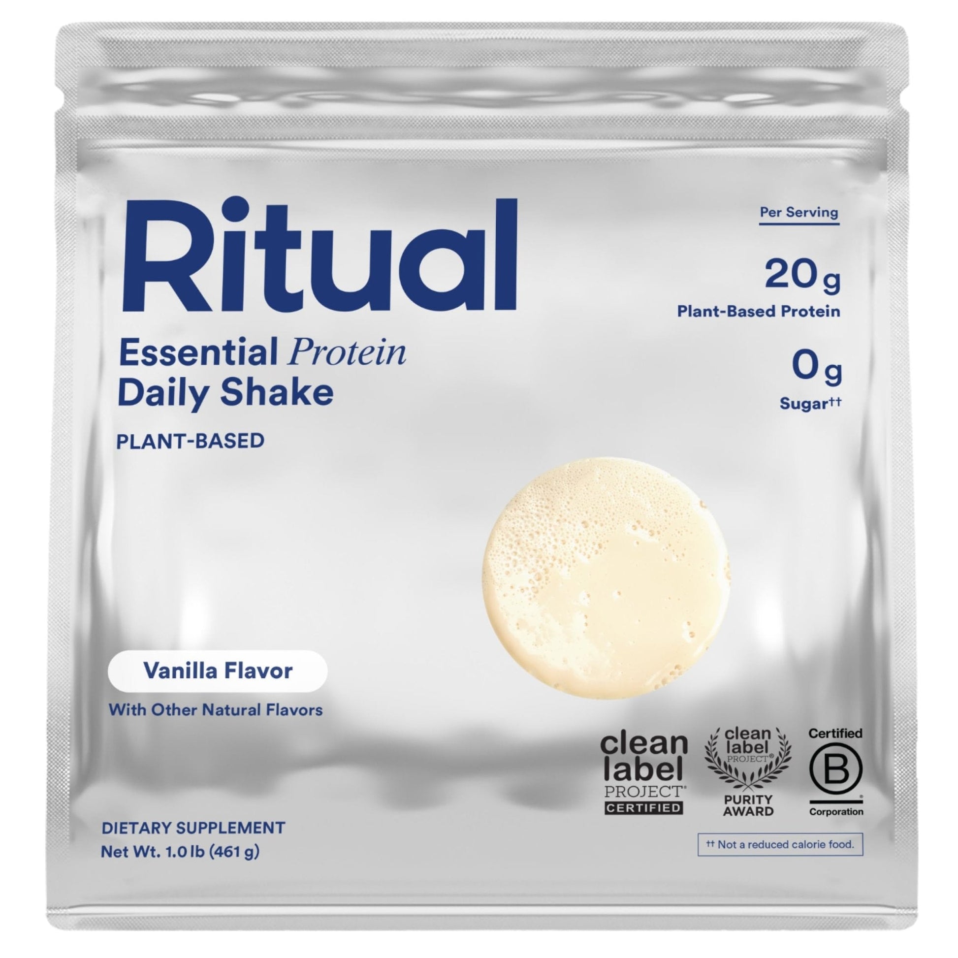 Ritual Pea Protein Powder with BCAA: 20g Organic Vegan Plant-Based Protein from Regenerative Farms in North America, Complete Amino Acid Profile, Gluten Free, Sugar Free‡, Dairy Free, Vanilla, 1 Lbs - Maple Wellness Supplements
