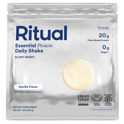 Ritual Pea Protein Powder with BCAA: 20g Organic Vegan Plant-Based Protein from Regenerative Farms in North America, Complete Amino Acid Profile, Gluten Free, Sugar Free‡, Dairy Free, Vanilla, 1 Lbs - Maple Wellness Supplements