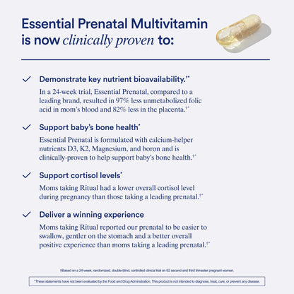 Ritual Prenatal Multivitamin For Women - Key Essential Vitamins and Minerals To Support Mom and Baby During Pregnancy* - Folate, Choline, Omega-3 DHA - Maple Wellness Supplements