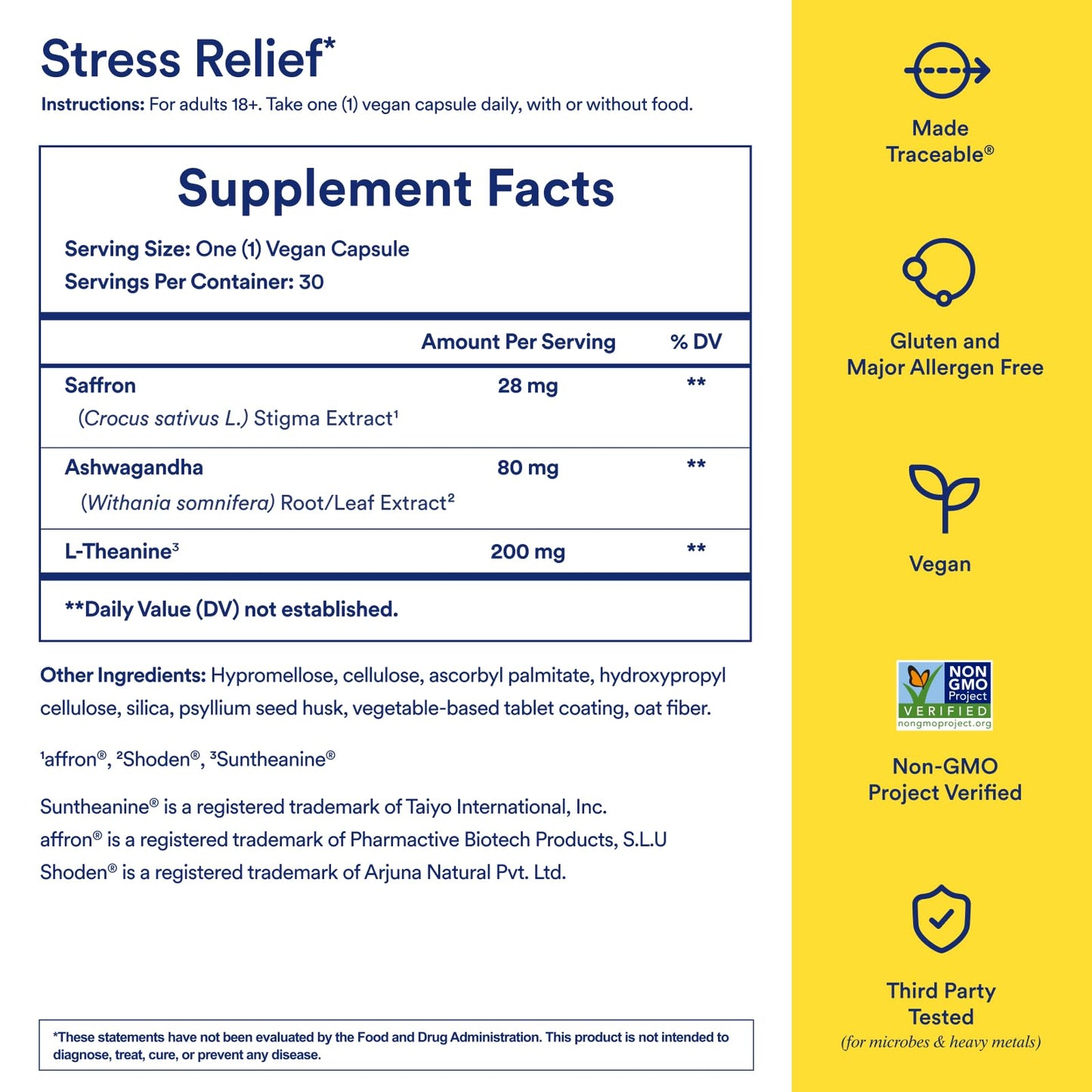 Ritual Stress Relief Supplement - Ashwagandha, L-Theanine, & Saffron - Helps Reduce Stress, Manage Cortisol, Promotes Calm, Relaxation* - All Day Support - Maple Wellness Supplements