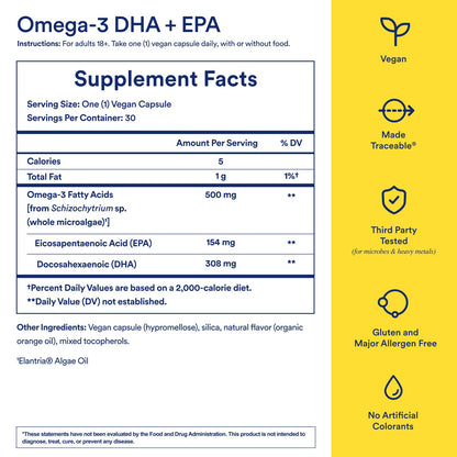 Ritual Vegan Omega 3 Supplement - Science-Backed Dose of DHA and EPA - Bioavailable Omega-3 from Algae Oil - Brain, Heart, and Eye Health Support - Maple Wellness Supplements