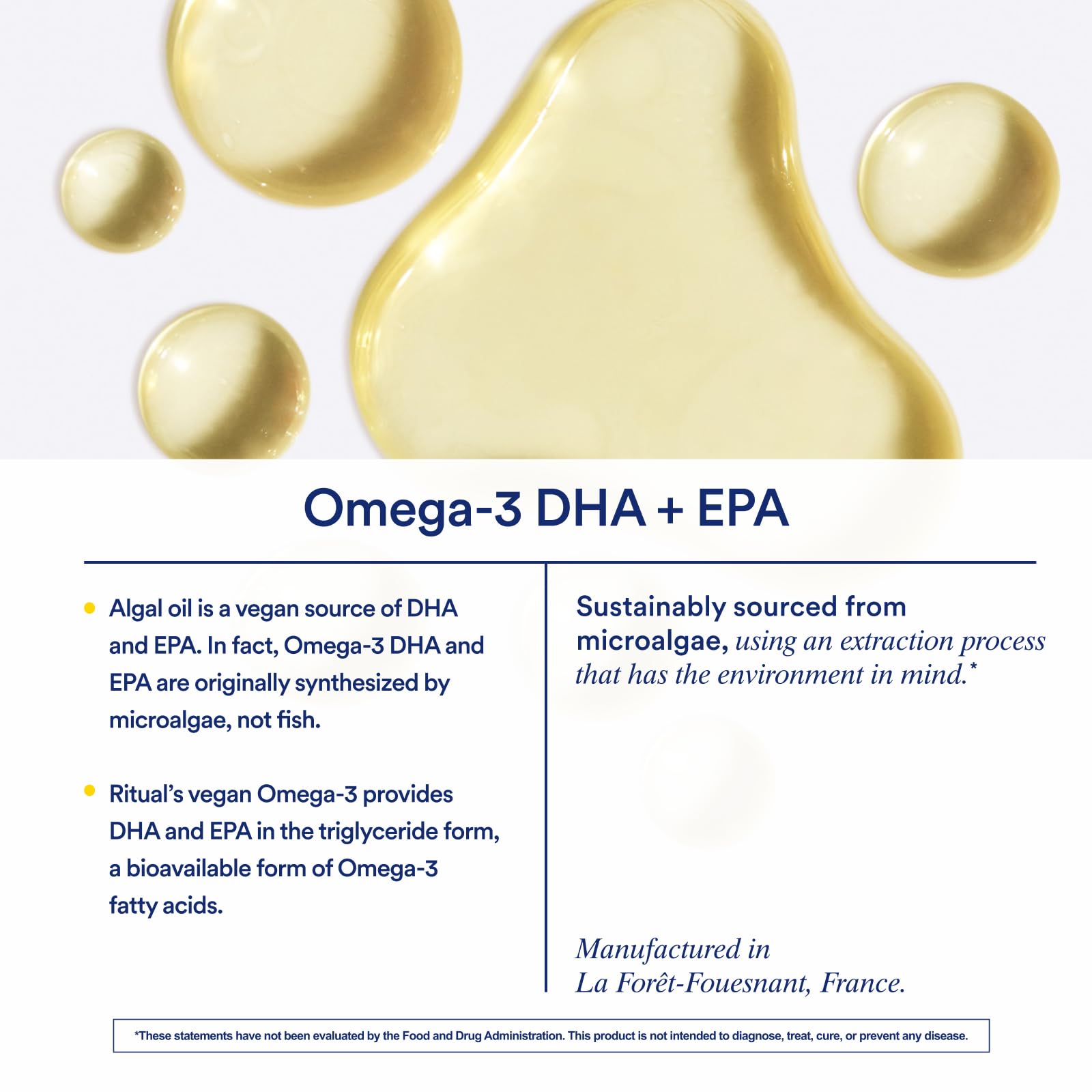 Ritual Vegan Omega 3 Supplement - Science-Backed Dose of DHA and EPA - Bioavailable Omega-3 from Algae Oil - Brain, Heart, and Eye Health Support - Maple Wellness Supplements