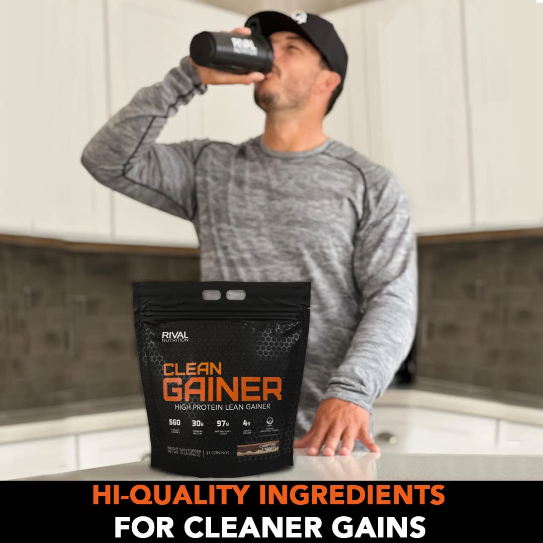 Rivalus Clean Gainer - Chocolate Fudge 10 Pound - Delicious Lean Mass Gainer - Maple Wellness Supplements