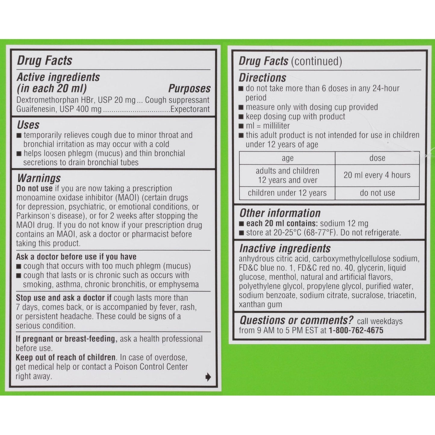 Robitussin Adult Maximum Strength Cough Plus Chest Congestion DM Max, Cough Suppressant and Expectorant, Raspberry Flavor, 8 Fl Oz x 2 - Maple Wellness Supplements