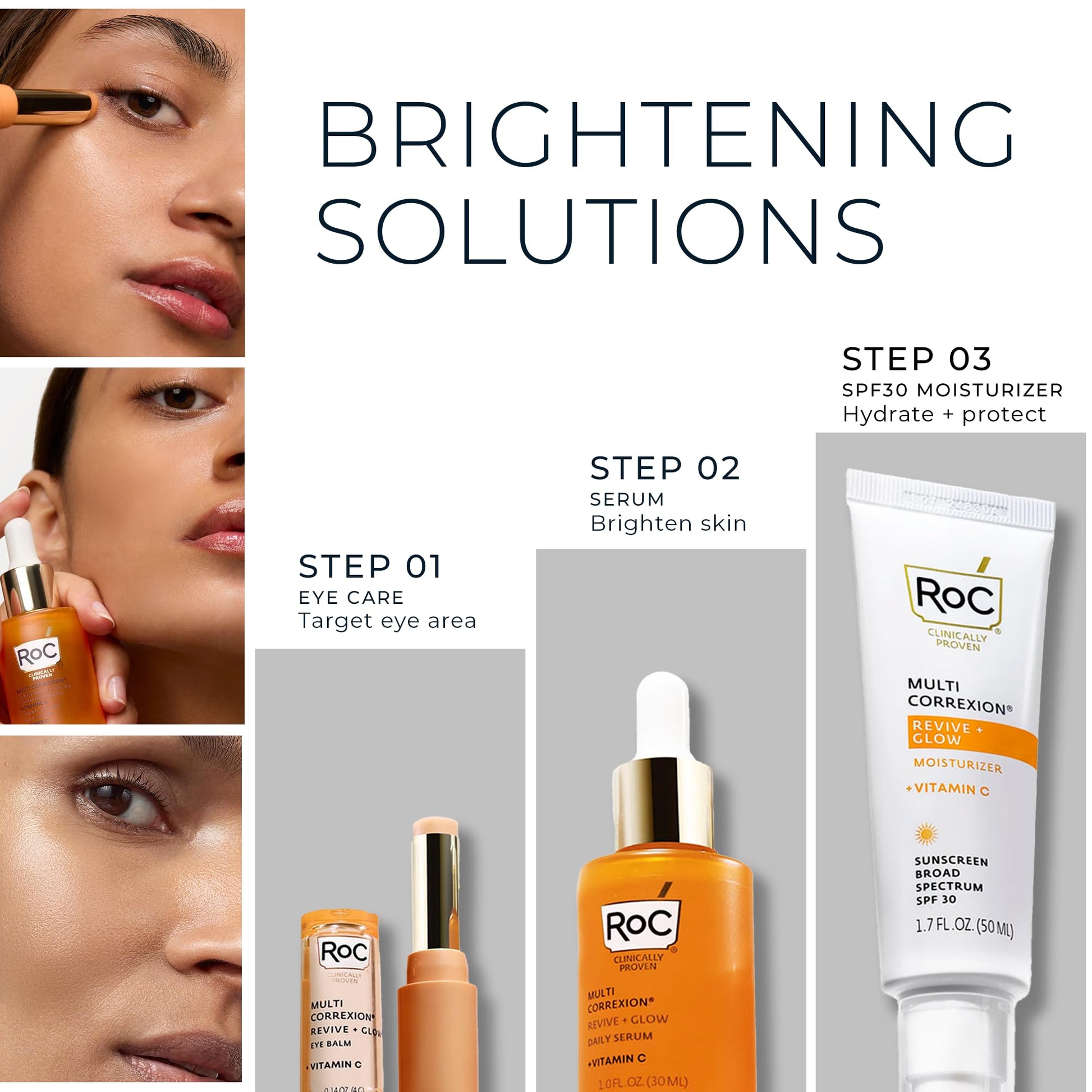 RoC Multi Correxion Revive + Glow Eye Balm with Vitamin C (0.14 oz) + Retinol Eye Cream Packette - Maple Wellness Supplements