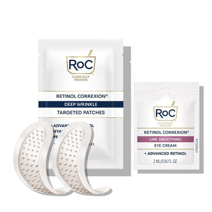 RoC Retinol Correxion Deep Wrinkle Non-Invasive Targeted Patches with Hyaluronic Acid + Firming Peptides for Forehead, 11 Lines - Maple Wellness Supplements