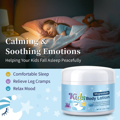 RodPere Magnesium Lotion for Kids & Babies, Bedtime Magnesium Cream for Sleep, Leg Cramps, Lavender Calming Magnesium Oil Lotion for Bone & Muscle Relaxation, Apply to Feet, Legs, Body, 4 OZ. - Maple Wellness Supplements