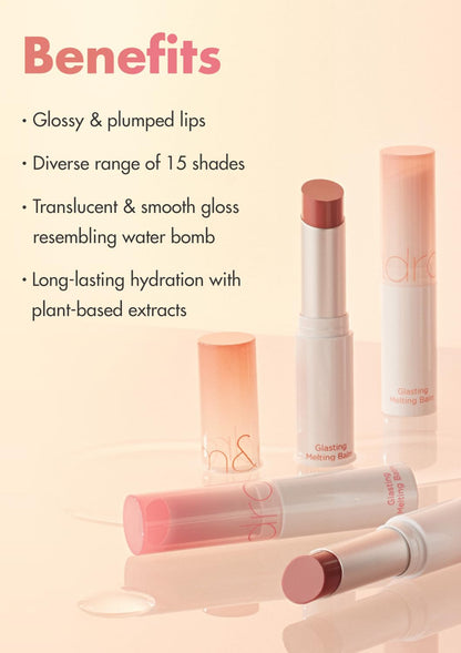 rom&nd GLASTING MELTING BALM 06 Kaya Fig - Vegan K-Beauty Tinted Lip Balm for Crystal Water-Gloss Shine, Deep Hydration & MLBB Rosy Nude Color | Non-Sticky, Long-Lasting Comfort for All Ages - Maple Wellness Supplements