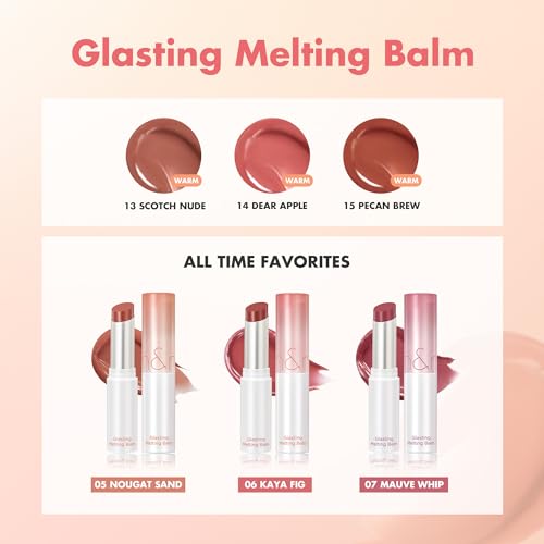 rom&nd GLASTING MELTING BALM 06 Kaya Fig - Vegan K-Beauty Tinted Lip Balm for Crystal Water-Gloss Shine, Deep Hydration & MLBB Rosy Nude Color | Non-Sticky, Long-Lasting Comfort for All Ages - Maple Wellness Supplements