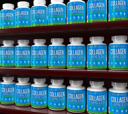 Root Vitality Collagen Peptides Capsules - Grass-Fed, Pasture-Raised Hydrolyzed Protein Supplement for Skin, Hair, & Nails - Non-GMO, Zero Sugar Daily Pills for Men & Women (180 Capsules) - Maple Wellness Supplements