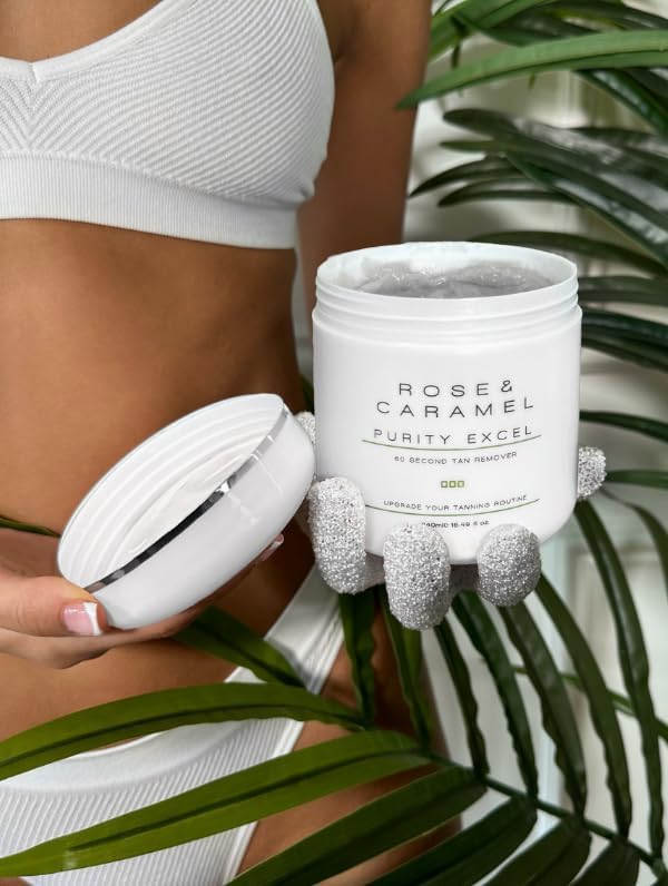 Rose & Caramel Purity Excel 60 Second Miracle Express Self Tan Remover & Exfoliating Tan Eraser Body Scrub 14.89 Fl Oz (440ml) - Maple Wellness Supplements