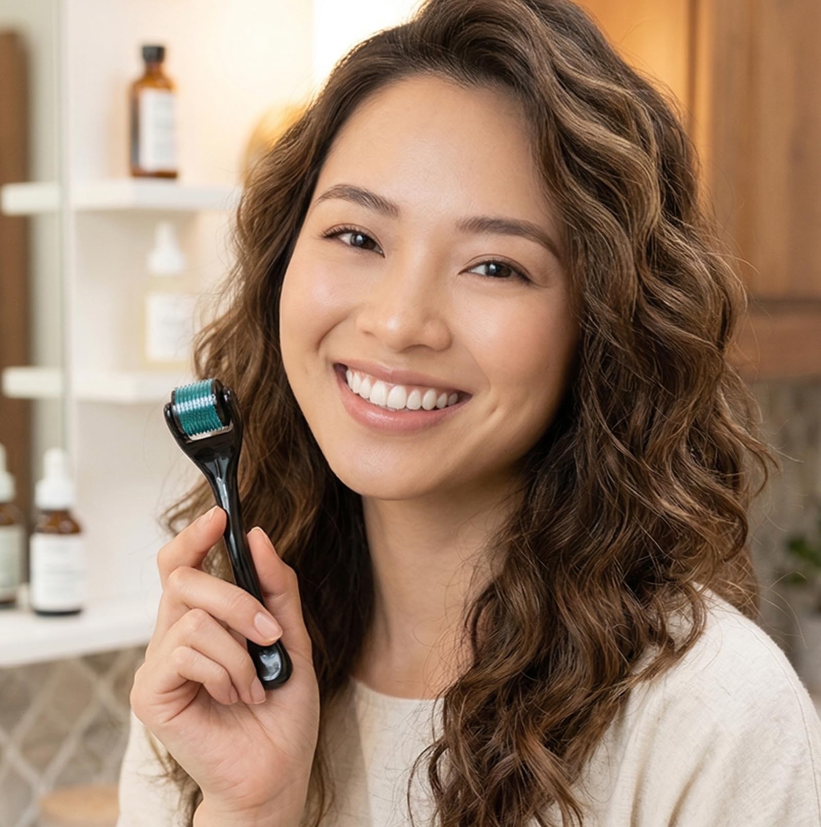 ROSELYNBOUTIQUE Derma Roller for Men & Women - Personal Cosmetic Beauty Tool 0.25mm - Titanium(Black Blue) - Maple Wellness Supplements