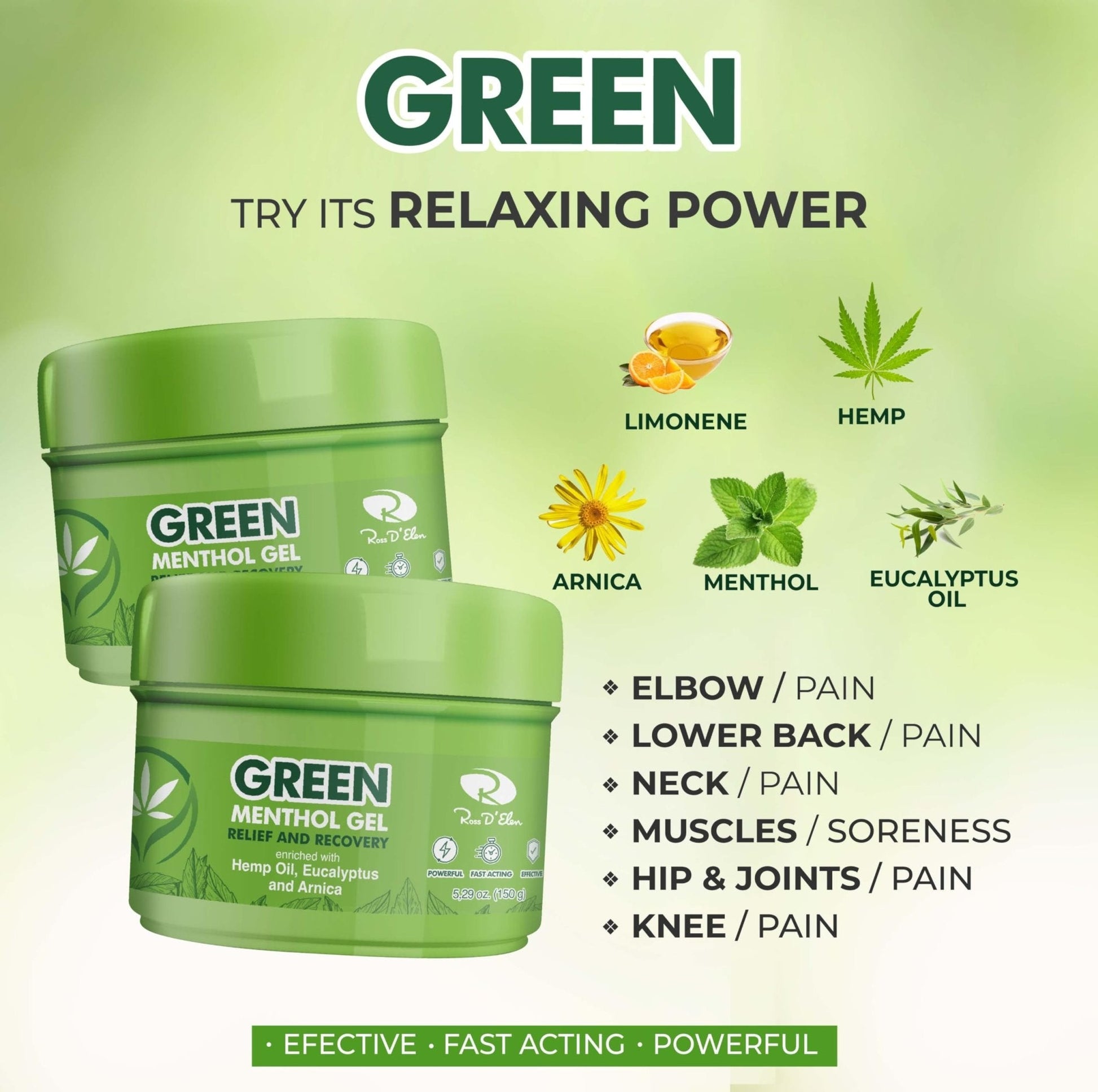 Ross D’Elen Green Menthol Gel Small - 3 Pack (3) - Maple Wellness Supplements