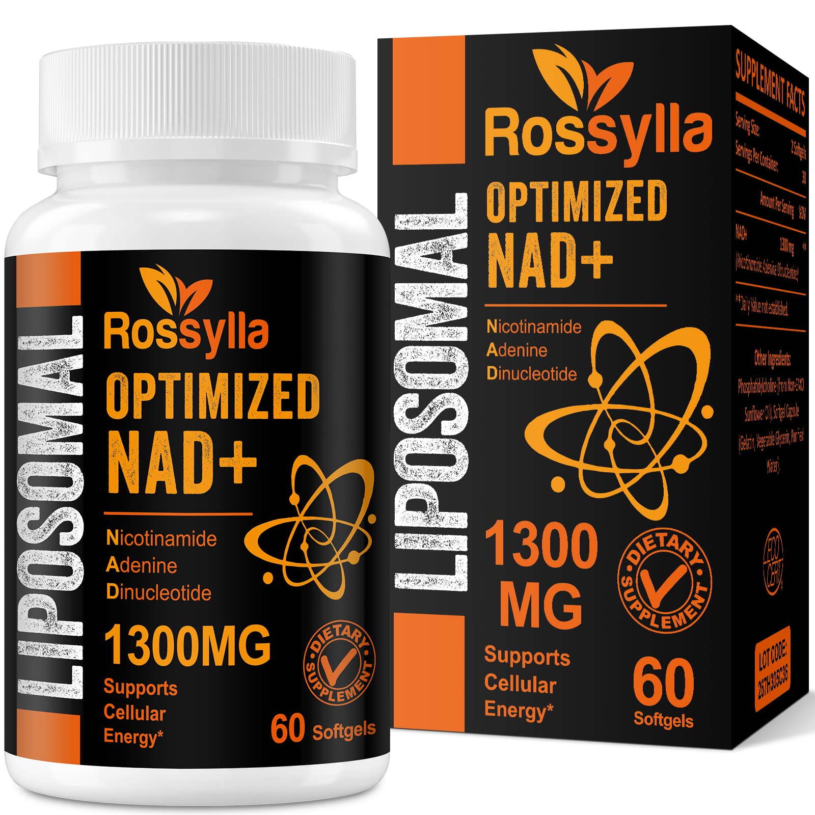 Rossylla 1300 MG Liposomal NAD+ Supplement | Highest Absorption | Purest NAD Supplemet to Boost NAD+ Effetively | Boosting NAD+ Supplement for Aging Defese, Cellular Energy, Longevity | 120 Count - Maple Wellness Supplements