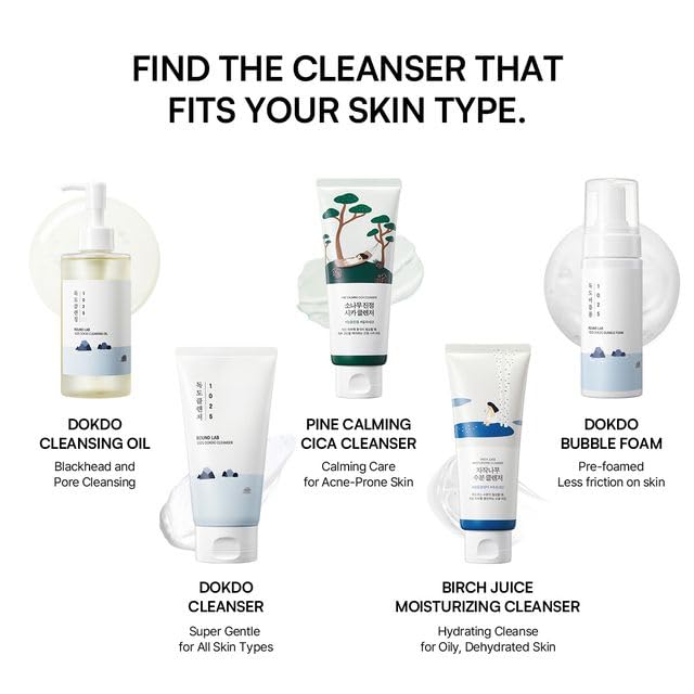 ROUND LAB 1025 Dokdo Cleanser 5.07 Fl Oz, Low pH Facial Cleanser for Sensitive Skin, Rich Soft Bubbles for Deep Cleansing and Makeup Removal - Maple Wellness Supplements
