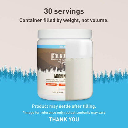 ROUNDHOUSE PROVISION Morning Kick, Zero Sugar Greens Superfood Powder Supplement with Ashwagandha, Collagen, Probiotics, Debloat Drink - Maple Wellness Supplements