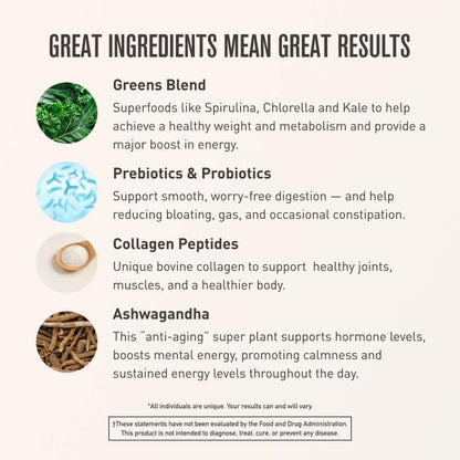 ROUNDHOUSE PROVISION Morning Kick, Zero Sugar Greens Superfood Powder Supplement with Ashwagandha, Collagen, Probiotics, Debloat Drink - Maple Wellness Supplements