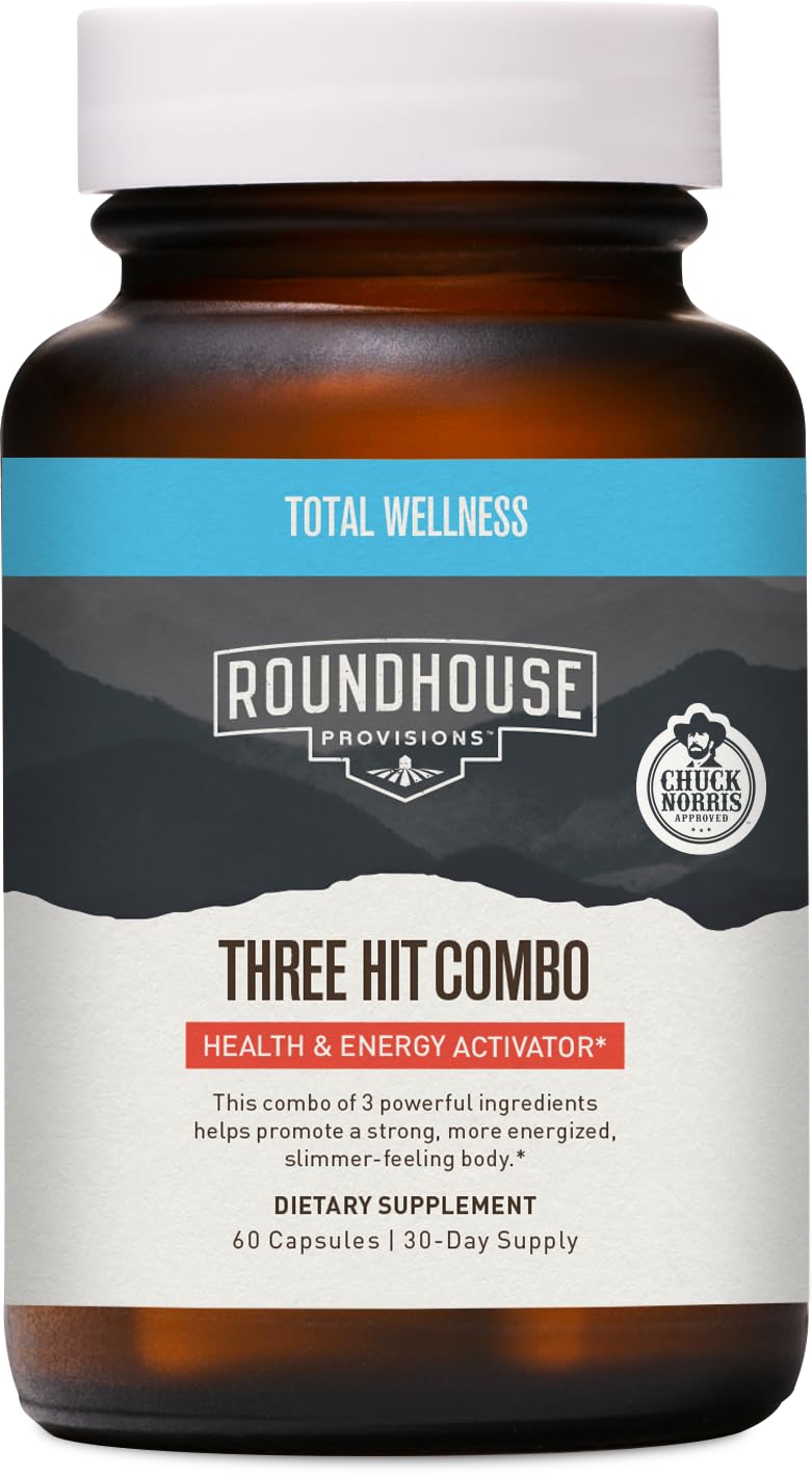 ROUNDHOUSE PROVISION Three Hit Combo by Chuck Norris – Fat Burner, Energy Booster & Wellness Support – 30-Day Supply (60 Capsules) - Maple Wellness Supplements