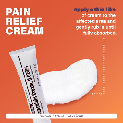 Rugby Capsaicin 0.025% Cream for Penetrating Pain Relief - 2.1 Oz (60g) (6 Pack) - Maple Wellness Supplements