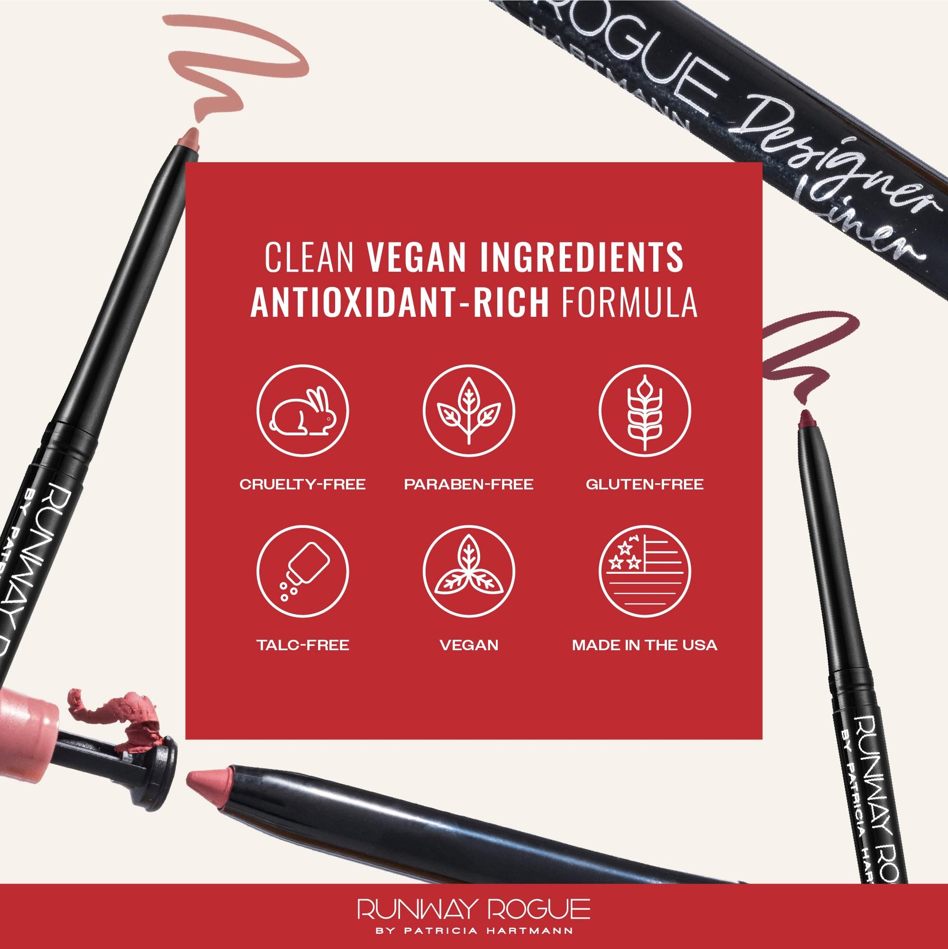 Runway Rogue Designer Liner Lip Pencil, Matte Cool Berry-Rose Lip Liner Pencil and Lip Liner Sharpener, ‘Camera Ready’ - Maple Wellness Supplements