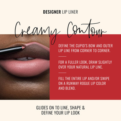 Runway Rogue Designer Liner Lip Pencil, Matte Cool Berry-Rose Lip Liner Pencil and Lip Liner Sharpener, ‘Camera Ready’ - Maple Wellness Supplements