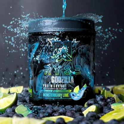RYSE Godzilla X Noel Deyzel Pre Workout Powder - Monsterberry Lime - 400mg Caffeine, High Stim Pre-Workout for Men & Women with Citrulline & Beta Alanine - Energy, Pump & Focus - 20/40 Servings - Maple Wellness Supplements