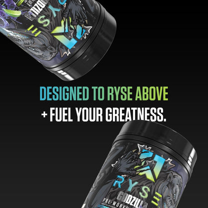 RYSE Godzilla X Noel Deyzel Pre Workout Powder - Monsterberry Lime - 400mg Caffeine, High Stim Pre-Workout for Men & Women with Citrulline & Beta Alanine - Energy, Pump & Focus - 20/40 Servings - Maple Wellness Supplements