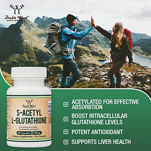 S-Acetyl L-Glutathione Capsules - 100mg, Manufactured and Tested in The USA, 60 Count - Maple Wellness Supplements