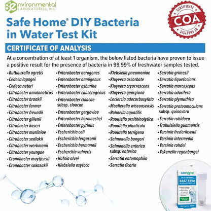 Safe Home® DIY Bacteria in Water Test Kit – Results as Fast as 6 Hours – Detects 50 Different Species of Coliform Bacteria – EPA Lab Certified – Made in the USA – (1 Pack) - Maple Wellness Supplements