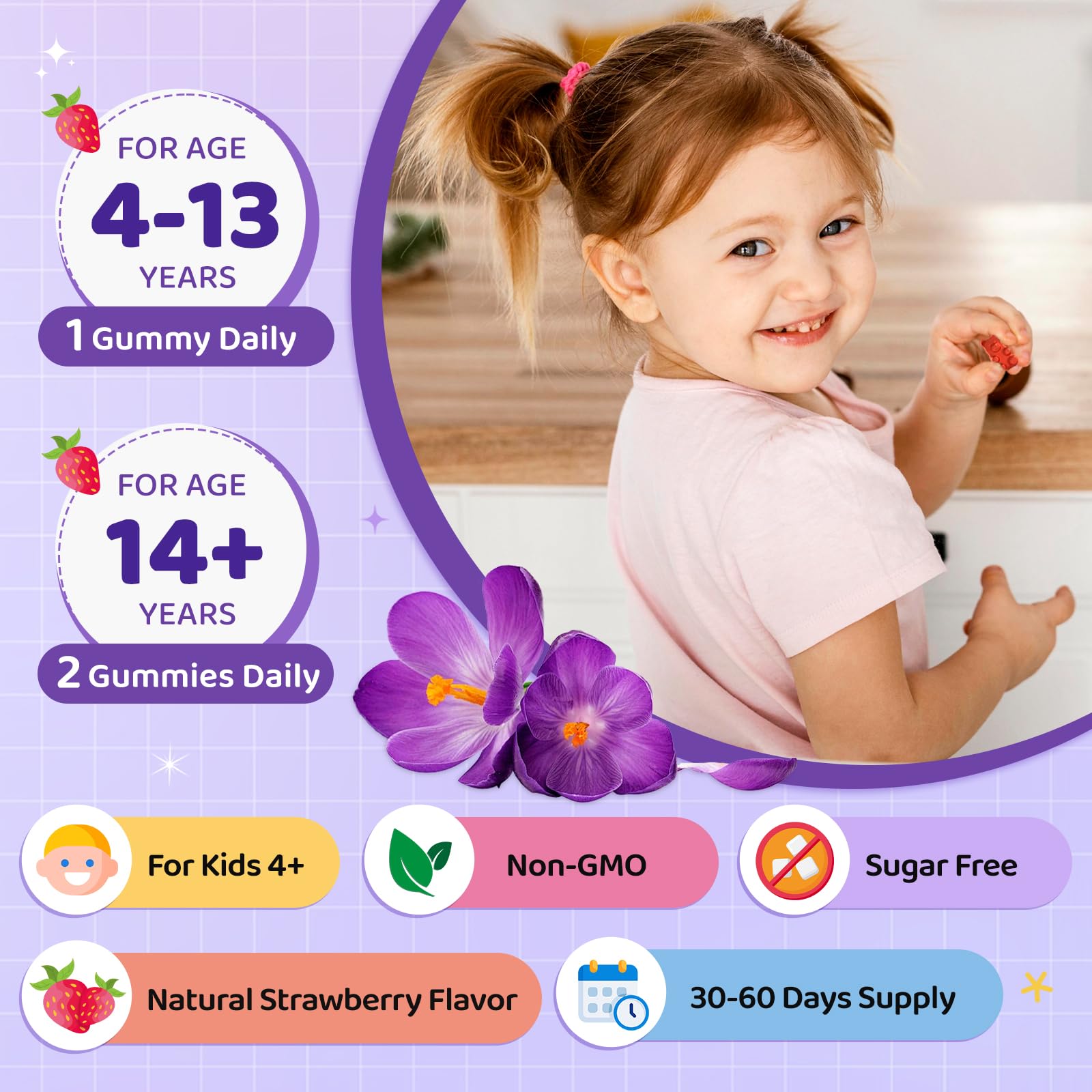 Saffron Gummies for Kids & Adults, 20-in-1 Saffron Supplements with 88.5mg Saffron Extract, B6, B12, C, D3, Magnesium for Calm, Focus, Nerve, Sugar Free, Vegan - Maple Wellness Supplements