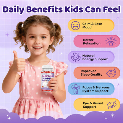 Saffron Gummies for Kids & Adults, 20-in-1 Saffron Supplements with 88.5mg Saffron Extract, B6, B12, C, D3, Magnesium for Calm, Focus, Nerve, Sugar Free, Vegan - Maple Wellness Supplements