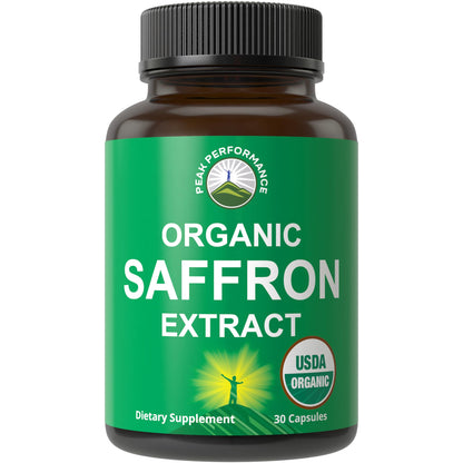 Saffron Supplements - USDA Organic Saffron Extract Capsules for Women, Men, and Kids. with Organic Prebiotic Fiber Instead of Filler. Pure and Natural for Mood, Brain, Focus, Cravings, PMS - Maple Wellness Supplements