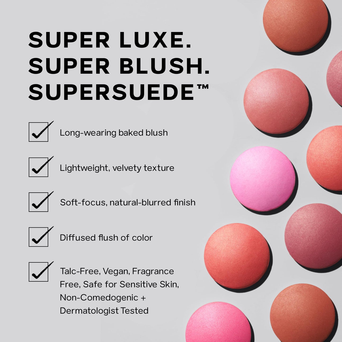 Saie Blush & Brush Duo - SuperSuede Baked Blush in Amore (.01 oz) & Powder Blush Brush - Talc-Free, Moisturizing Blush with Vegan, Fluffy Brush for Seamless Application - Maple Wellness Supplements