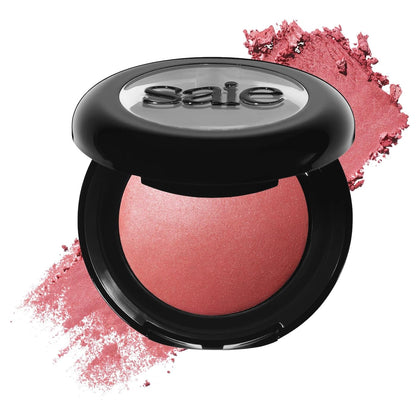 Saie Blush & Brush Duo - SuperSuede Baked Blush in Mia (.01 oz) & Powder Blush Brush - Talc-Free, Moisturizing Blush with Vegan, Fluffy Brush for Seamless Application - Maple Wellness Supplements