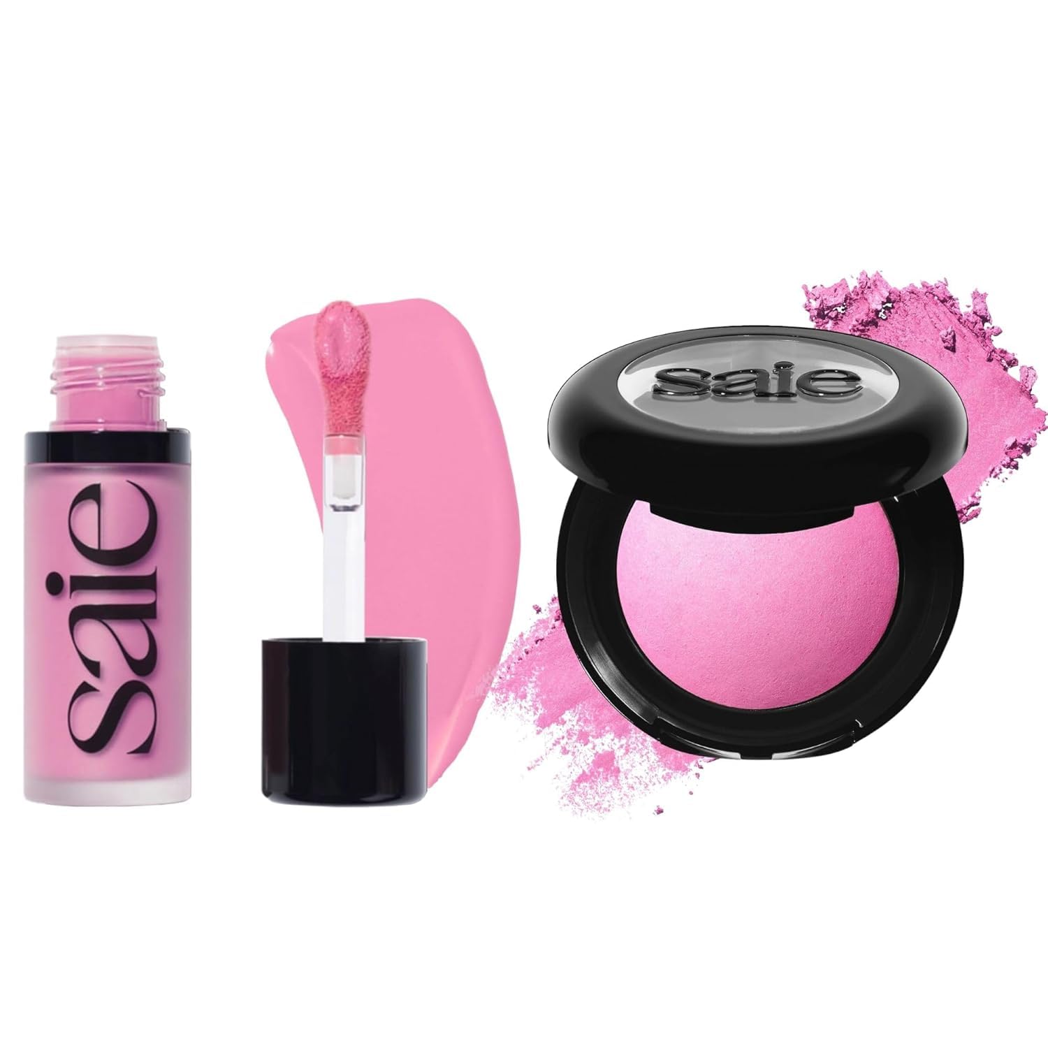 Saie Cheek Flush Duo - Dew Liquid Blush (.40 oz, Baby), SuperSuede Baked Powder Blush (.01 oz, Bella) - Layerable, Skin-Nourishing Blushes for a Seamless Radiant Finish - Maple Wellness Supplements