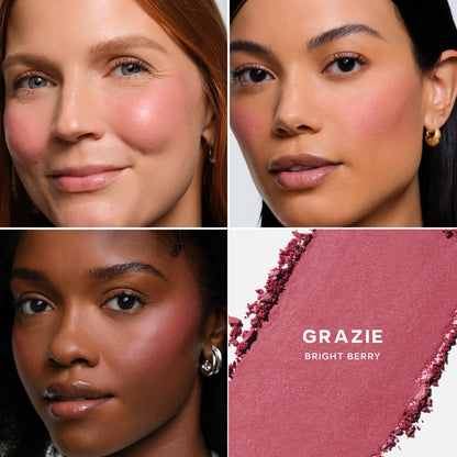 Saie Cheek Flush Duo - Dew Liquid Blush (.40 oz, Dreamy), SuperSuede Baked Powder Blush (.01 oz, Grazie) - Layerable, Skin-Nourishing Blushes for a Seamless Radiant Finish - Maple Wellness Supplements