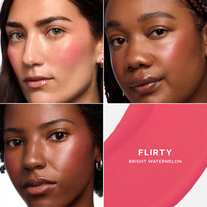 Saie Cheek Flush Duo - Dew Liquid Blush (.40 oz, Flirty), SuperSuede Baked Powder Blush (.01 oz, Amore) - Layerable, Skin-Nourishing Blushes for a Seamless Radiant Finish - Maple Wellness Supplements