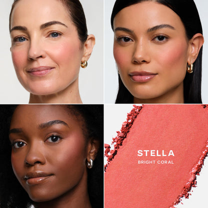 Saie Cheek Flush Duo - Dew Liquid Blush (.40 oz, Poppy), SuperSuede Baked Powder Blush (.01 oz, Stella) - Layerable, Skin-Nourishing Blushes for a Seamless Radiant Finish - Maple Wellness Supplements