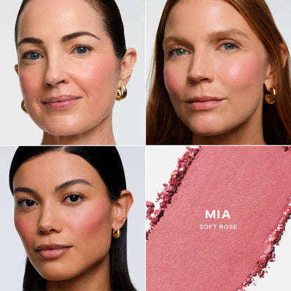 Saie Cheek Flush Duo - Dew Liquid Blush (.40 oz, Rosy), SuperSuede Baked Powder Blush (.01 oz, Mia) - Layerable, Skin-Nourishing Blushes for a Seamless Radiant Finish - Maple Wellness Supplements