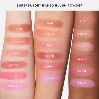 Saie Cheek Flush Duo - Dew Liquid Blush (.40 oz, Rosy), SuperSuede Baked Powder Blush (.01 oz, Mia) - Layerable, Skin-Nourishing Blushes for a Seamless Radiant Finish - Maple Wellness Supplements