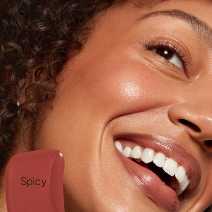 Saie Cheek Flush Duo - Dew Liquid Blush (.40 oz, Spicy), SuperSuede Baked Powder Blush (.01 oz, Ciao) - Layerable, Skin-Nourishing Blushes for a Seamless Radiant Finish - Maple Wellness Supplements