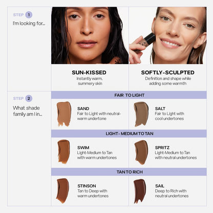 Saie Dew Bronze - Hydrating Liquid Bronzer Stick For a Sun Kissed Glow - Liquid Contour Stick Infused with Nourishing Skin Care Ingredients - Sculpted Face Makeup Essential - Sand (0.4 oz) - Maple Wellness Supplements