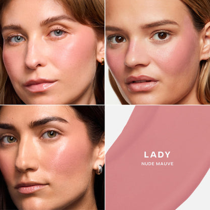 Saie Dew Liquid Blush for Cheeks - Hydrating Cream Blush Stick with a Blendable + Buildable Formula - Skincare Infused Dewy Cheek Tint for a Natural Flush - Glowy Makeup Essential - Lady (.40 oz) - Maple Wellness Supplements